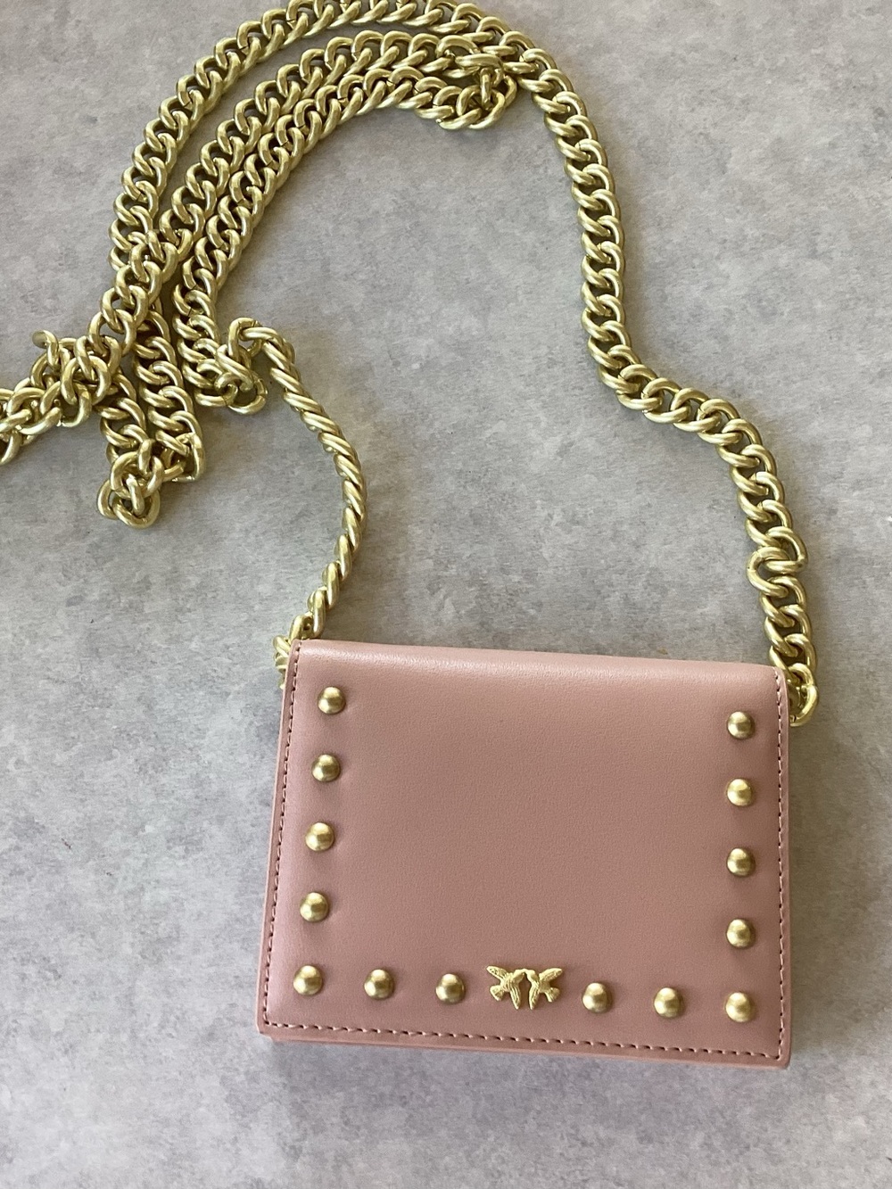 PINKO Love Bag Baltimore Stud Leather Wallet Chain Crossbody Rare discontinued